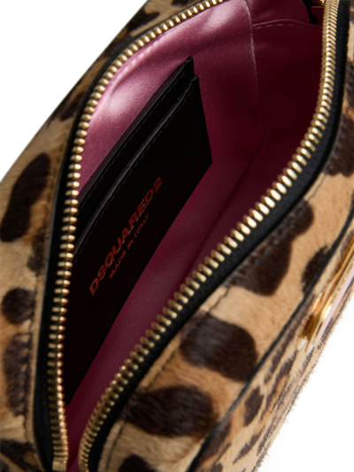 Dsquared2 Logo-plaque Leopard-print Cross Body Bag In Neutrals