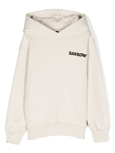 Shop Barrow Graphic-print Cotton Hoodie In Neutrals