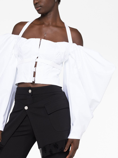 Jacquemus White Short Top Le Haut Taffetas In White