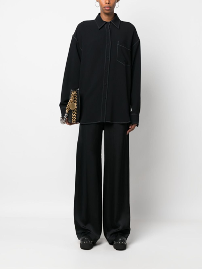 Stella Mccartney Contrast-stitching Long-sleeve Shirt In Black