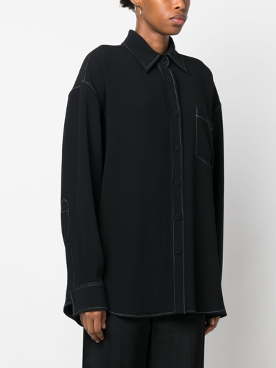 Stella Mccartney Contrast-stitching Long-sleeve Shirt In Black
