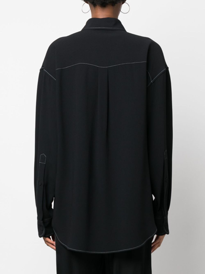 Stella Mccartney Contrast-stitching Long-sleeve Shirt In Black