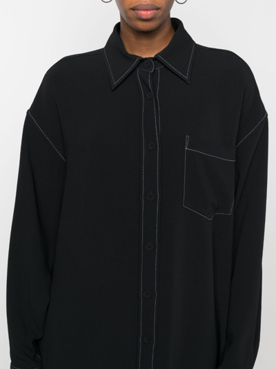 Stella Mccartney Contrast-stitching Long-sleeve Shirt In Black