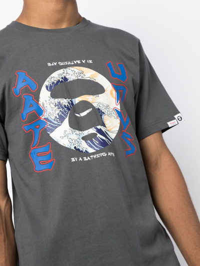 Shop Aape By A Bathing Ape Logo-print Cotton T-shirt In Grey