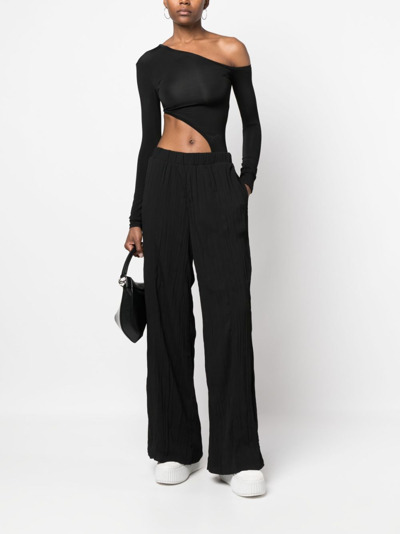 Calvin Klein Straight-leg Plissé Trousers In Black