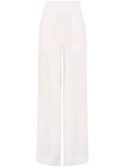 Shop Nicholas Serrine Ruched Wide-leg Trousers In White
