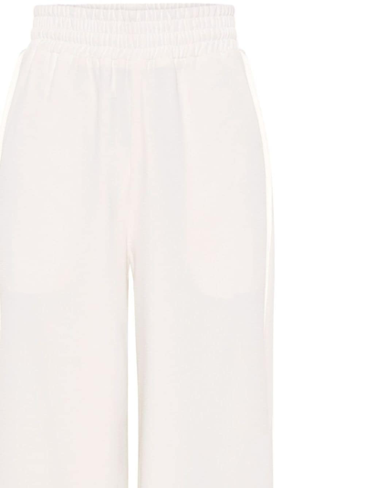Shop Nicholas Serrine Ruched Wide-leg Trousers In White