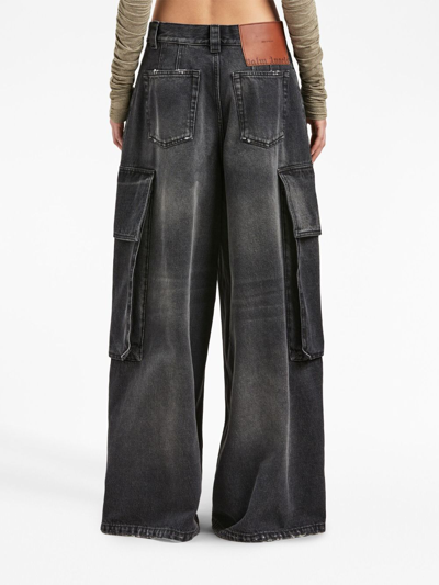 Palm Angels Bw Wide Denim Parachute In Black