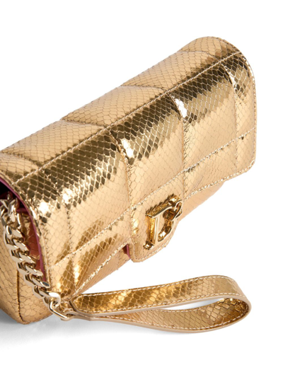 Shop Dsquared2 Logo-plaque Metallic Leather Clutch In Gold