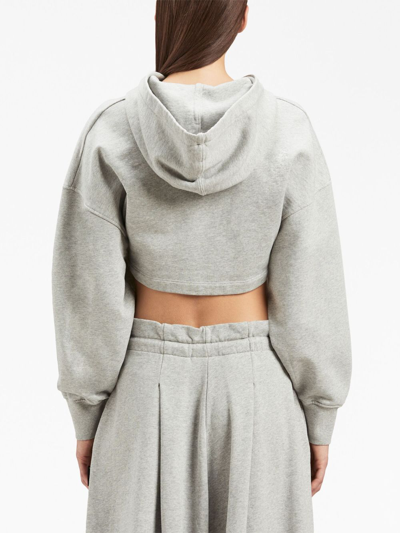 Palm Angels Ruched-detail Cropped Hoodie In Grey