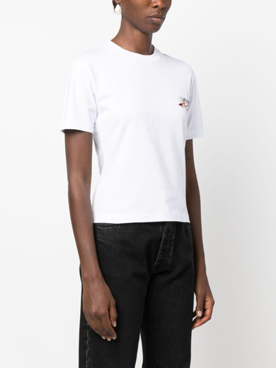 Shop Msgm Appliqué-detail Cotton Jersey T-shirt In White