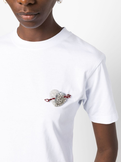 Shop Msgm Appliqué-detail Cotton Jersey T-shirt In White