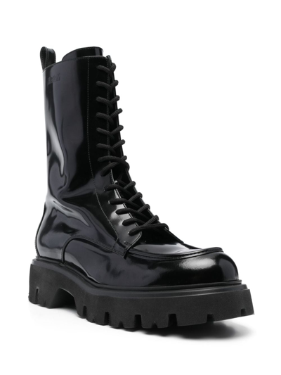 Msgm Lace-up Ankle-high Boots In Black