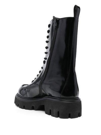 Msgm Lace-up Ankle-high Boots In Black