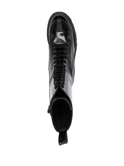 Msgm Lace-up Ankle-high Boots In Black