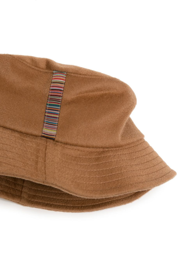 Shop Paul Smith Signature-stripe Bucket Hat In Brown