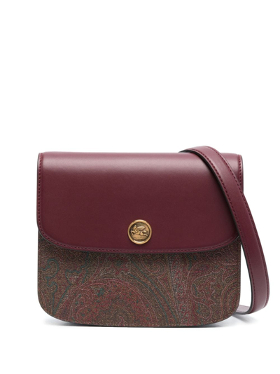 Shop Etro Paisley-print Leather Crossbody Bag In Red