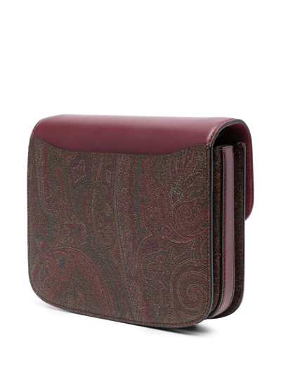 Shop Etro Paisley-print Leather Crossbody Bag In Red