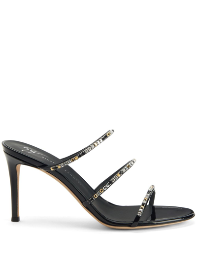 Shop Giuseppe Zanotti Dark Colorful 85mm Embellished Sandals In Black