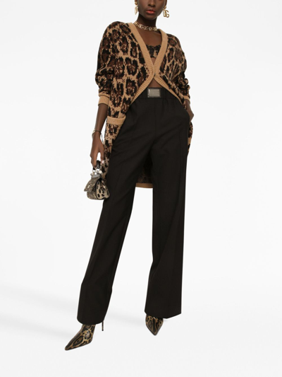 Shop Dolce & Gabbana High-waisted Flared Trousers In Black