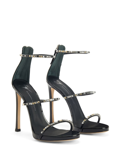 Shop Giuseppe Zanotti Harmony Dark Colorful 120mm Embellished Sandals In Black
