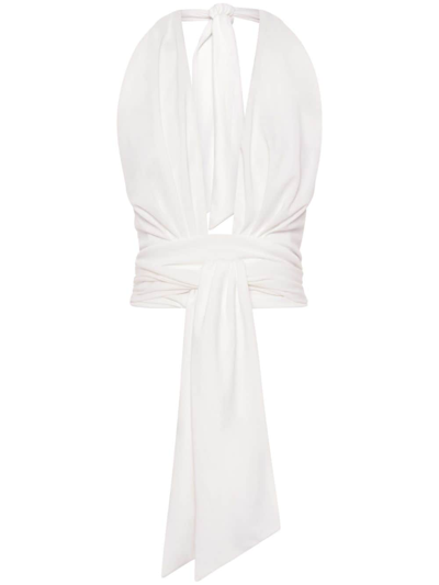 Shop Nicholas Shina Ruched Halterneck Top In White