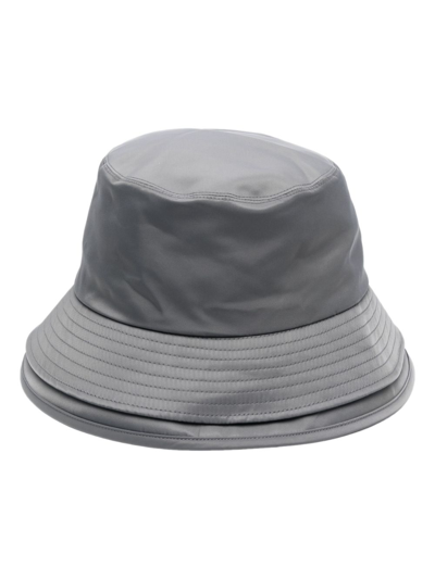 Shop Sacai Double-layered Brim Bucket Hat In Gray