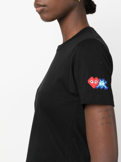 Shop Comme Des Garçons Play Logo-patch Cotton T-shirt In Black