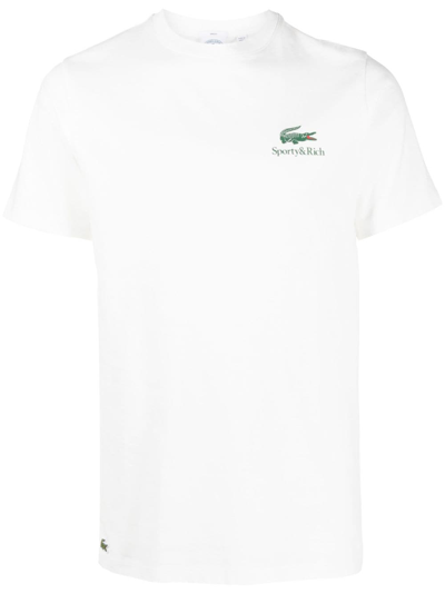 Shop Sporty And Rich X Lacoste Logo-print Cotton T-shirt In White