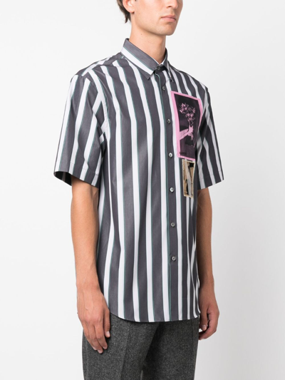 Shop Lanvin Stripe-pattern Cotton Shirt In Grey