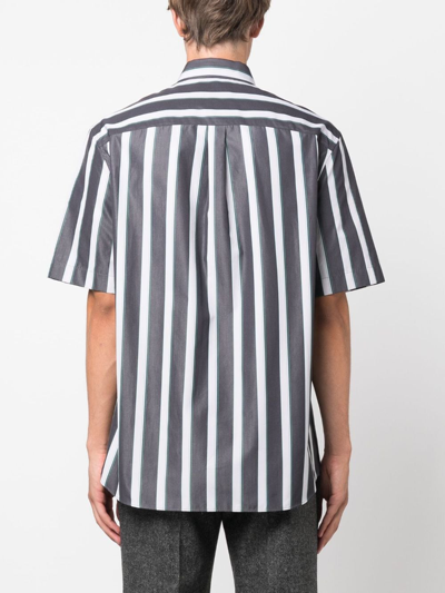Shop Lanvin Stripe-pattern Cotton Shirt In Grey