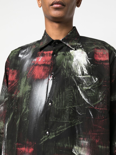 Shop Roberto Cavalli Painted-print Cotton Shirt In Black