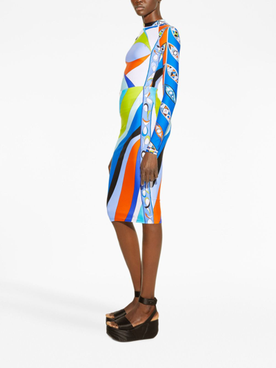 Shop Pucci Pesci-print High-waist Skirt In Blue