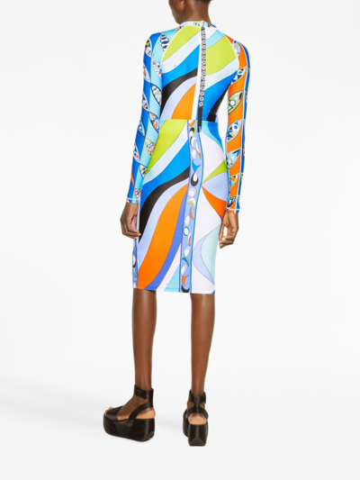 Shop Pucci Pesci-print High-waist Skirt In Blue