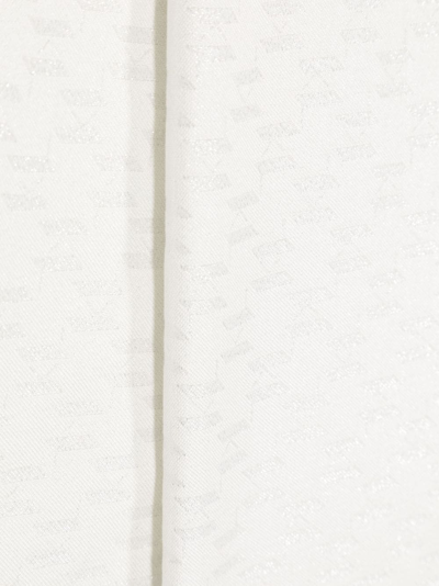 Karl Lagerfeld Monogram-pattern Frayed Scarf In White