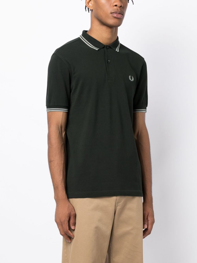 Shop Fred Perry Contrast-trim Cotton Polo Shirt In Black