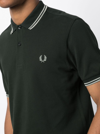 Shop Fred Perry Contrast-trim Cotton Polo Shirt In Black