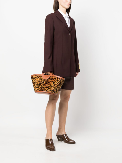 Shop Marni Tropicalia Leopard-print Bucket Bag In Brown