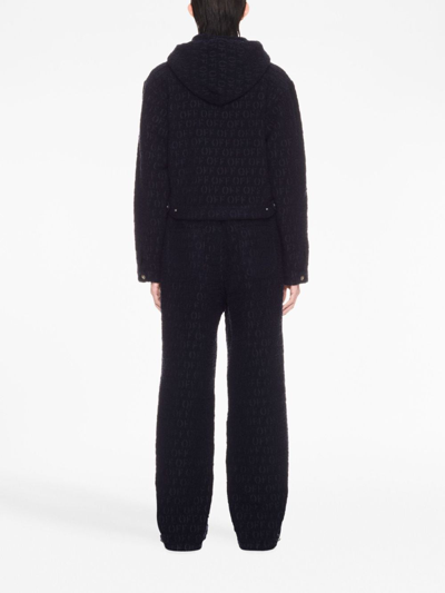 Shop Off-white Bouclé Straight Trousers In Black