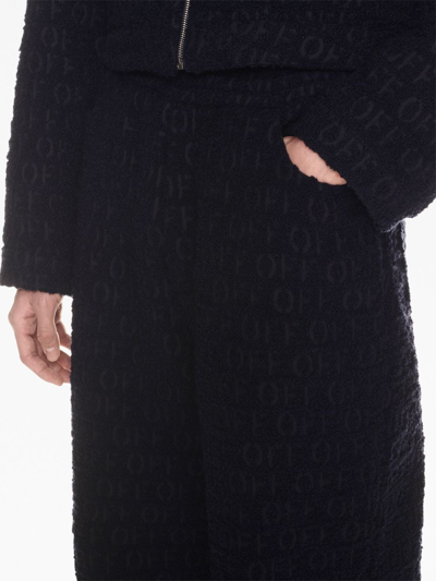 Shop Off-white Bouclé Straight Trousers In Black