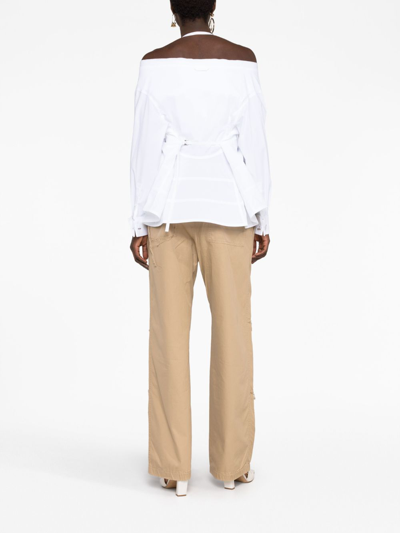 Shop Jacquemus La Chemise Peplo Blouse In White