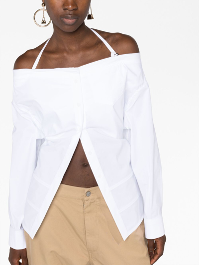 Shop Jacquemus La Chemise Peplo Blouse In White