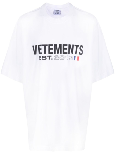 Shop Vetements Logo-print Cotton T-shirt In White