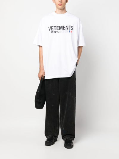 Shop Vetements Logo-print Cotton T-shirt In White