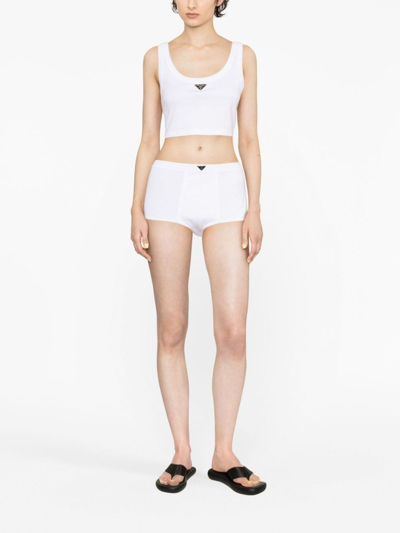 Shop Prada Triangle-logo Jersey Boxer Shorts In White