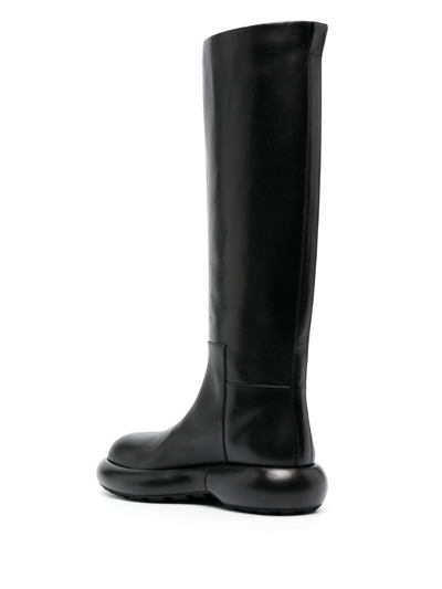 Shop Jil Sander Knee-high Flat Leather Boots In Black