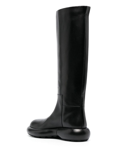 Jil Sander Long Black Boots With Smooth Leather Finish In Black