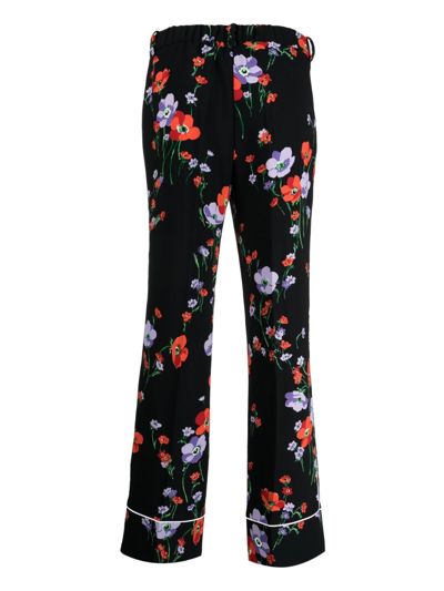 Shop N°21 Floral-print Straight-leg Trousers In Black