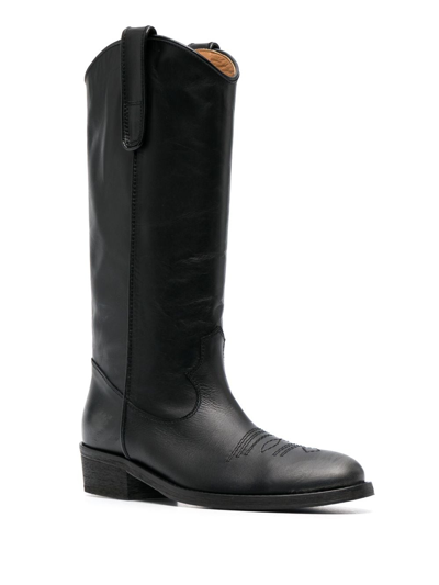Shop Via Roma 15 40mm Leather Western Boots In Black