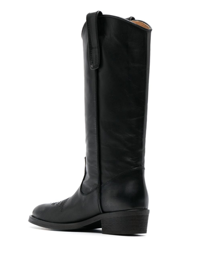 Shop Via Roma 15 40mm Leather Western Boots In Black